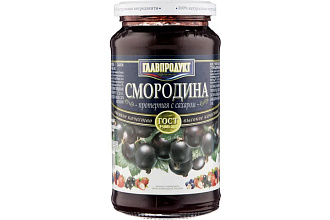 Черная смородина протертая с сахаром 550г ст/б Главпродукт