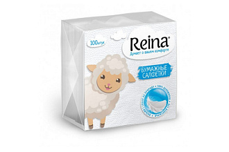 Бумажные салфетки REINA 100шт 1сл. БЕЛЫЕ 000213