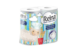 Полотенца бумажные REINA 2рул. 2сл. белые