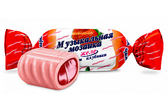 Карамель неглаз. желе Клубника 1кг ВЕС Музыкальная Мозаика
